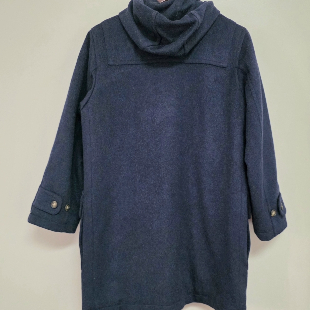 Vintage Lands End Navy Original Tiroler Loden Toggle Coat w/Hood Size M - Picture 3 of 16